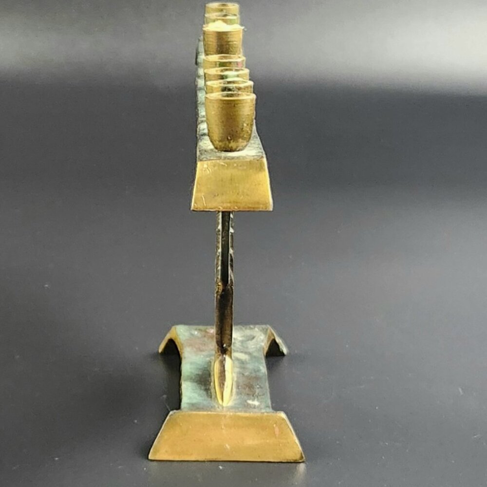Vintage Jewish Brass Menorah - Made in Israel - Judaica Symbol - 5" Tall - Picture 10 of 10